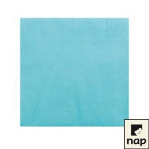 SERVIETTES COCKTAIL 2 PLIS TURQUOISE 20x20 CM