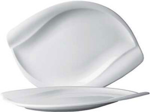 ASSIETTE LEAF PORCELAINE BLANC 345X235 MM