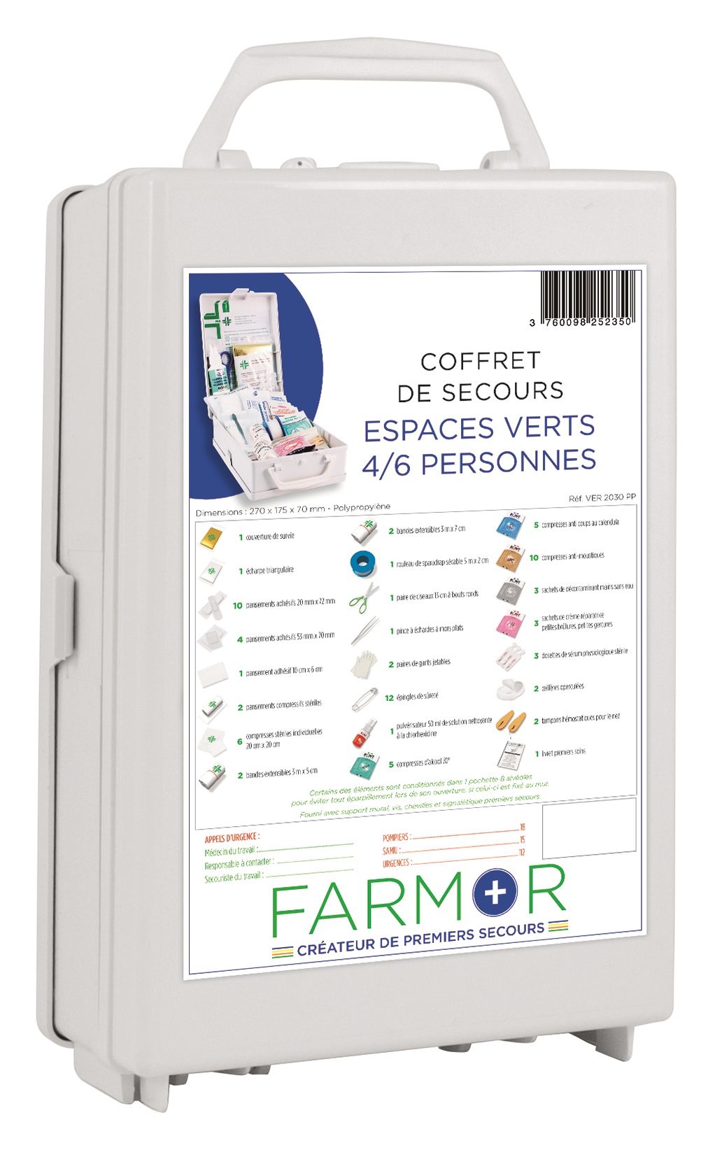 COFFRET DE SECOURS | ESPACES VERTS | 4/6 PERSONNES