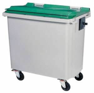 CONTENEUR KOROK 4 ROUES SANS BARRE GRIS/VERT 660L