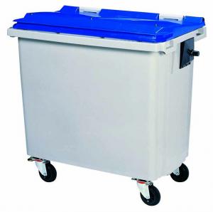 CONTENEUR KOROK 4 ROUES SANS BARRE GRIS/BLEU 660L