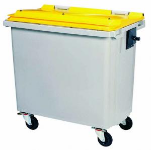 CONTENEUR KOROK 4 ROUES SANS BARRE GRIS/JAUNE 660L
