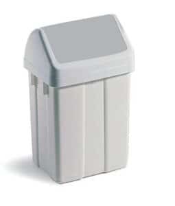 POUBELLE 50L FLIP FLAP COUVERCLE GRIS