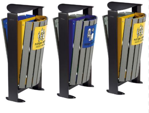 POUBELLE ARKEA ETIK SUR PIED AVEC CENDRIER 2X60 L
