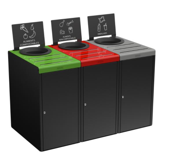 KIT DE 3 MEUBLES ALITRI GRIS/VERT/ROUGE 3x65 L