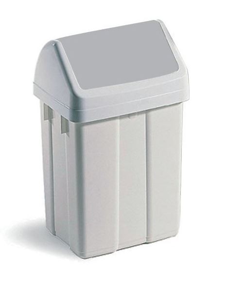 POUBELLE 25L FLIP FLAP COUVERCLE GRIS
