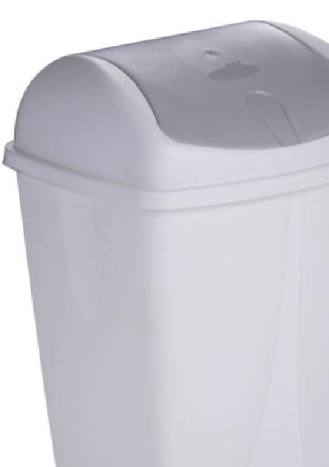 POUBELLE PLASTIQUE BLANCHE 10L A COUVERCLE BASCULA