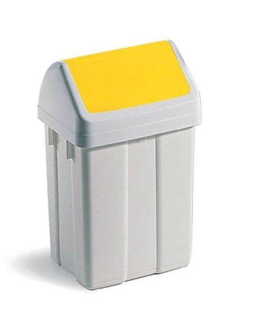 POUBELLE 25L FLIP FLAP COUVERCLE JAUNE
