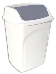 POUBELLE PLASTIQUE BLANCHE 50L A COUVERCLE BASCULA