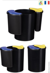 POUBELLE DE TRI SELECTIF NOIR/BLEU/JAUNE 25 L