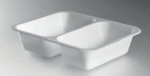 BARQUETTE  2 COMPARTIMENTS BLANC PP | 227x178x50MM