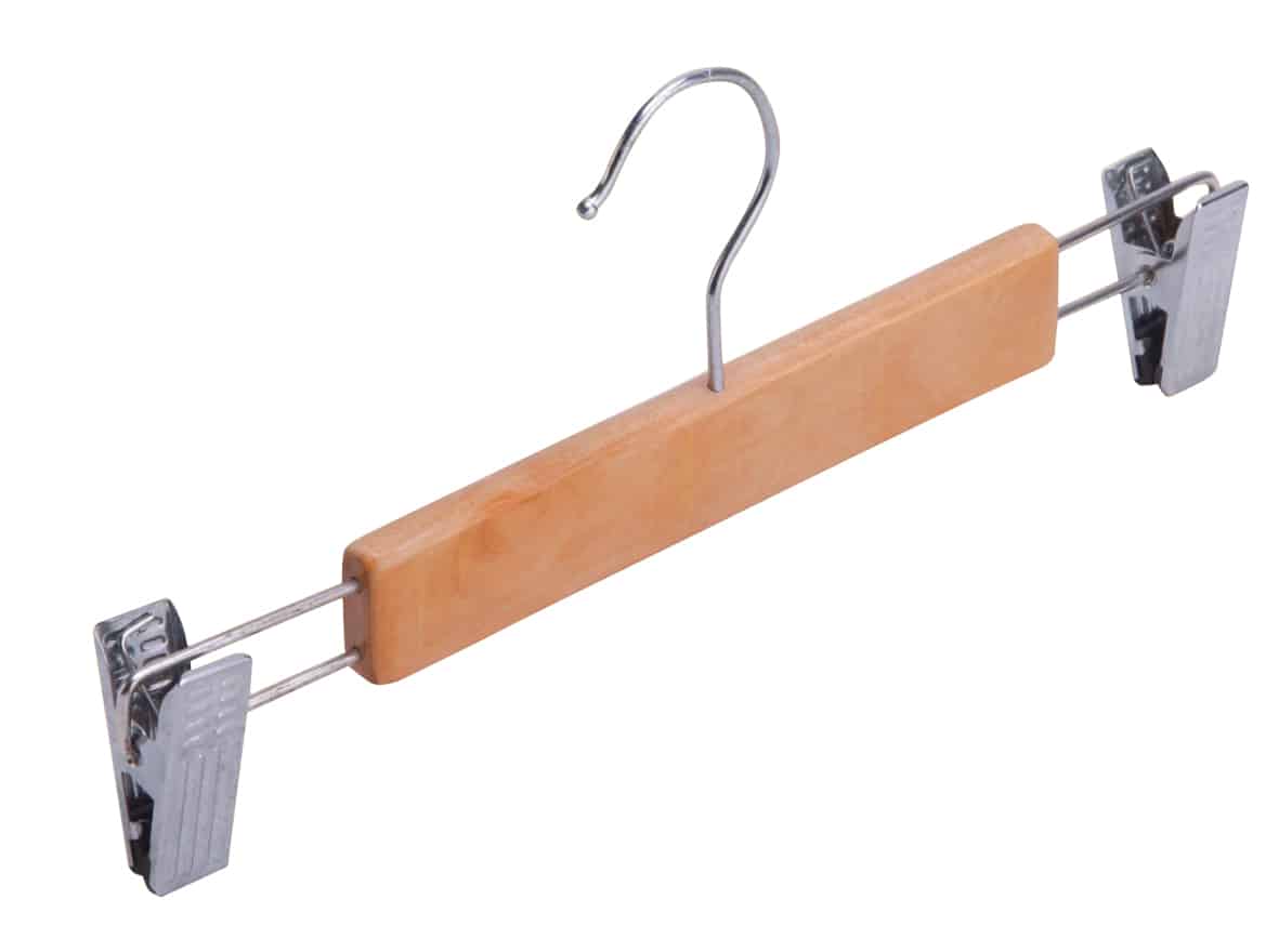 CINTRE BOIS NATUREL PINCE PANTALONS | 28CM