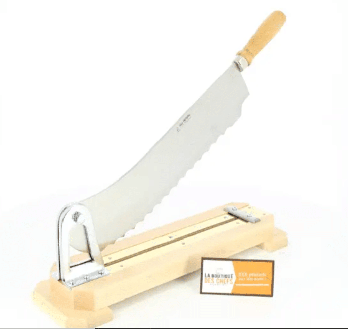 COUPE-PAIN PROFESSIONNEL INOX + SOCLE BOIS HETRE