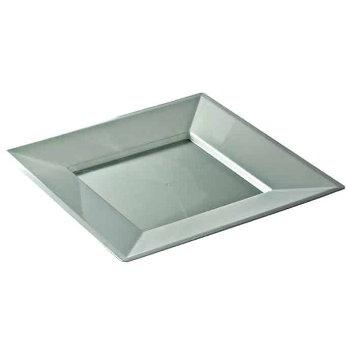 ASSIETTES CARREES 24cm ARGENT