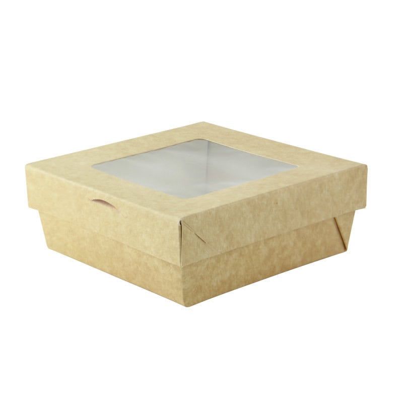 BOITE CARTON AVEC COUVERCLE FENETRE 135x135 MM