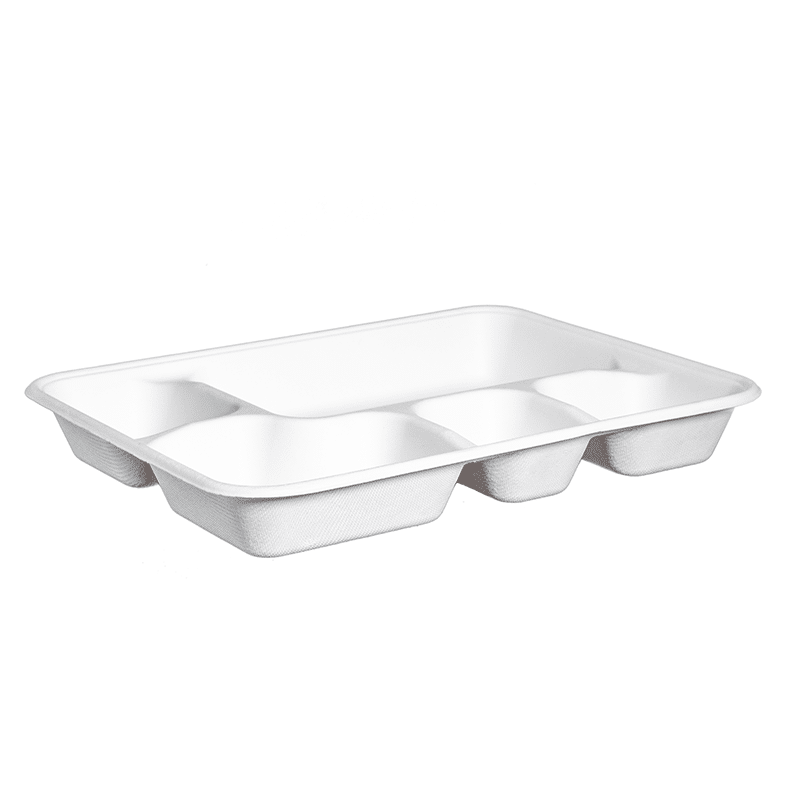 PLATEAU REPAS 5 COMPARTIMENTS BLANC ECO