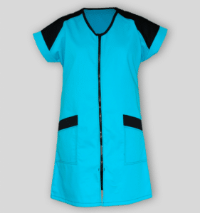 BLOUSE A FERMETURE TURQUOISE ET NOIR TAILLE 3