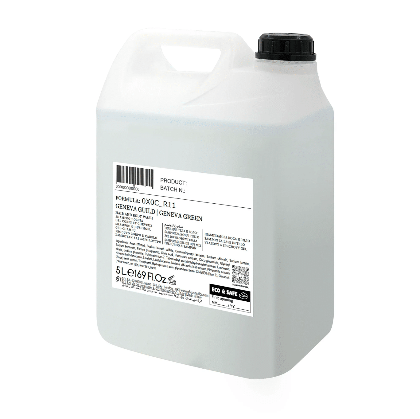 GEL DOUCHE CORPS ET CHEVEUX | GENEVA GREEN 5L