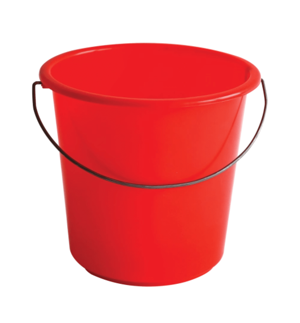 SEAU PLASTIQUE ROND ANSE METAL | ROUGE 5L